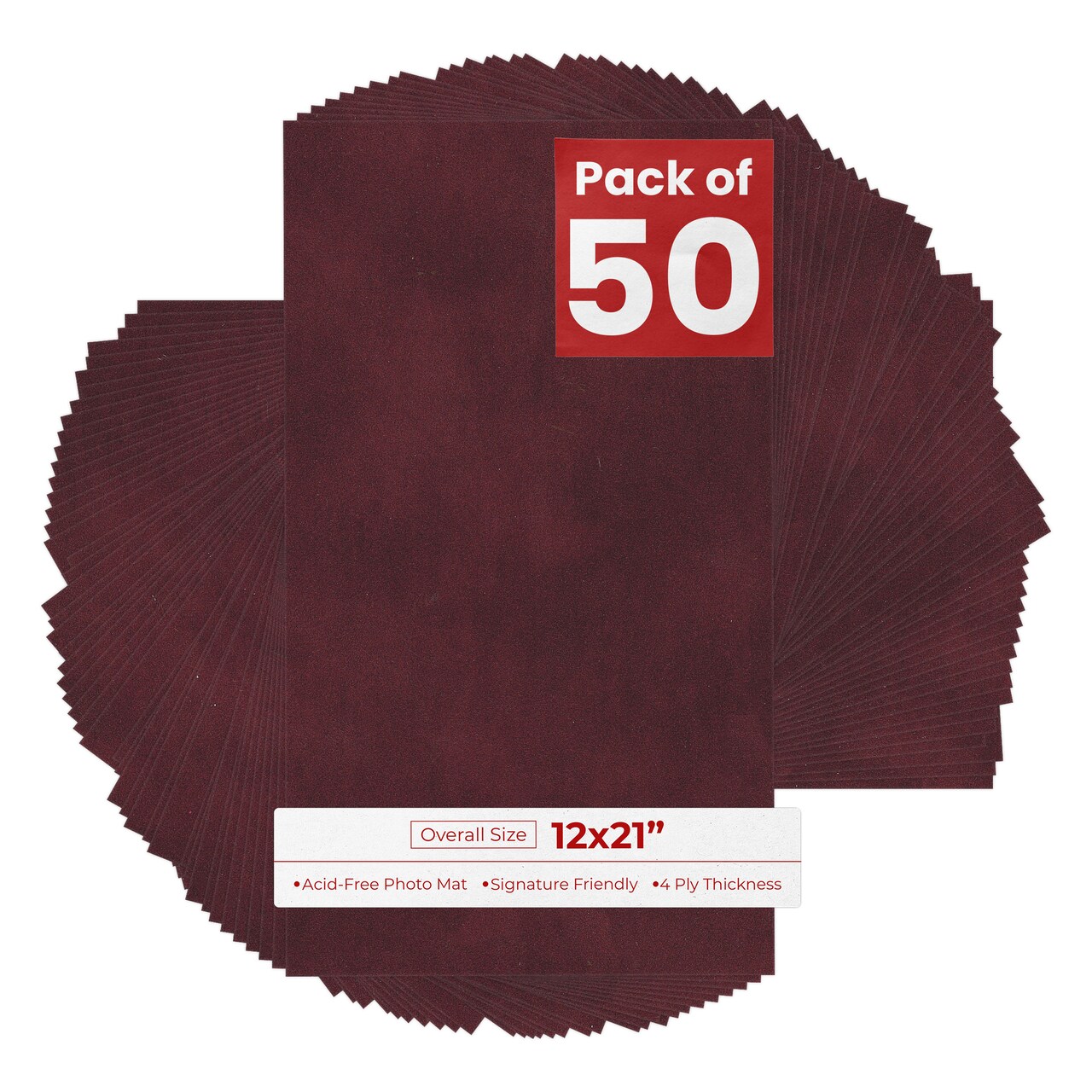 Dark Red Suede 12x21 Uncut Mat Board - Blank Sheet, No Opening